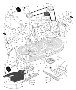 Mower Housing Diagram and Parts List for 42571X14B 2001 Briggs and Stratton Lawn Tractor